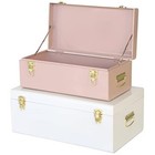 Metal Storage Box Set Of 2 Modern Decorative Organizer Durable Trunks Home New