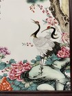 Large Chinese Old Hand Painting Pine Crane Longevity Porcelain Panel Painting