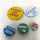 Vtg Pin Lot Of 14 Buttons Varying Sizes Advertising Political