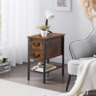 Nightstand With 2 Drawer Shelf Narrow Bedroom Storage Bedside End Side Table