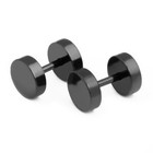 Black silver Mens Barbell Punk Gothic Stainless Steel Ear Studs Earrings 3-14mm