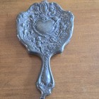 Antique Victorian Art Nouveau Cherub Angel Hand Mirror Derby Silver Plate