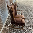 Antique Children s Child Mid Century Solid Wood Farmhouse Rocking Chair Padded