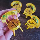 Lot Of 4 Yellow Wood Chairs -miniature Dollhouse Furniture Hand Painted Vintage