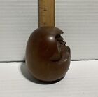 Japanese Daruma Netsuke Hand-carved Doll Face Wooden Traditional Art