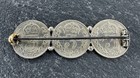 Antique Victorian Silver Threepence Trio Coin Brooch Veiled Head