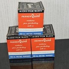 Parker Quink Bottled Ink Lot 3 Micro Film Black Permanent For Pens Vintage 2oz