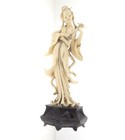 Vintage Chinese Musician Goddess Fairy Figurine Statue 9  Molded Plastic
