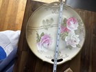 Vtg Royal Munich Bavaria Pink Rose Handled Plate Gold Trim Germany