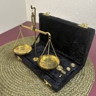 Vintage Portable Balance Scale Brass Made In India With Weights 