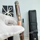 Montblanc Rose Silver Filigree Rollerball Pen W  Leather Pouch   Refill