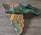 Vtg Balinese Flying Frog Spirit Chaser Wood Hand Carved   Painted- Folk Art