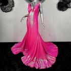 Nwt  690 jovani 12 14 fuchsia Pink Iridescent Sequin Prom Pageant Formal Dress
