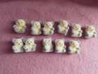 Lot Of 21 Darice Craft Yellow   Gray Miniature 1  Flocked Teddy Bears