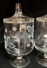 Vtg Wendell August Forge Glass Jar W Lid Etched W Birds Flowers Apothecary Jar