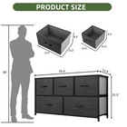 5 Drawer Dresser Fabric  Wide Chest Of Drawers With Wood Top Black