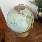 Vtg Replogle 12  Land   Sea Globe Double Axis Raise Relief Texture 60s Mcm Metal