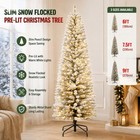 6ft 7 5ft 9ft Pre Lit Pencil Christmas Tree Snow Flocked Slim Tree With Lights