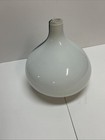 Vintage Minimalist White blue Hand Blown Glass Vase  10    Tall 