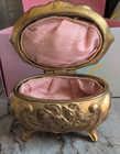 Antique Footed Jewelry Casket  1173 Art Nouveau Cast Metal Trinket Box