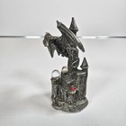 Vintage Pewter Dragon Castle Figurine Crystal Orbs Fantasy