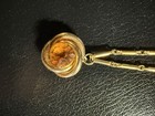 Gold Tone Metal Fob Watch Chain With Orange Glass Accent