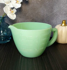 Green Jadeite Glass Depression Style Measuring Cup   Mixing Bowl  Jade Kitchen