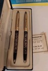 Vintage Chanel No  5 Arpege 14kt Gold Filigree Ballpoint 2 Pen Set Writing