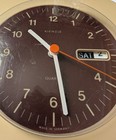 Vintage Mcm Kienzle Quartz Wall Clock Day   Flip Calendar 1970   s Rare Germany