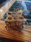 Vintage Lipstick Holder Cherubs Gold Tone Filigree Footed Ornate 6 Holes  r 