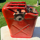 Vtg Usmc Military 5 Gallon Metal Gas Can Red Jerry Can With Flexible Cap Spout