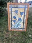 Antique Stained Glass Landing Window 23 X 33 Mcm Beautiful