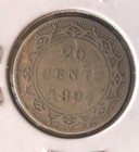 1894 Newfoundland-canada 20 Cents Silver Coin -23 9mm-km 4-mintage 100 000