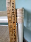 White Washed Bamboo Rattan Wicker Wheeled Serving Side Cart Palm Beach Tiki Mcm