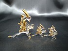 3 Mini Dragons Hand Blown Clear Glass   Gold Figurine Dragon Figure Fantasy Trio