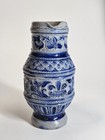 Small Vintage Probably German Stoneware Pitcher Cobalt Blue Glaze 4 5 8  Tall