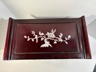 Asian Hardwood Alter Jewelry Box With Mother Of Pearl Inlaid 10    H  X 13 7 8    L