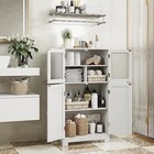 Storage Cabinet floor Cabinet Cupboard With Adjustable Shelves   Glass Doors