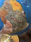 Vintage 23    Lapis Lazuli Gemstone World Globe Inlaid Mosaic Brass Stand