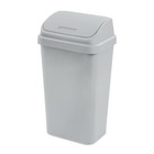 Kitchen Trash Can  13 Gallon Plastic Garbage Bin With Swing Top Lid  Light Gray