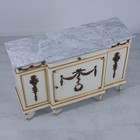 English Regency Server Sideboard Mahogany Wood  White With Gold Leaf And Brass