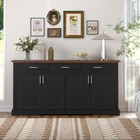 63  Fluted Sideboard Buffet Cabinet With Storage  Modern Coffee Bar Station