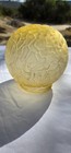 Vintage 30s Lite Gold Amber Shaded 5  Glass Brain Ball Globe Art Deco Lamp Shade