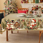 Vintage Style Christmas Tablecloth Snowman Elk Table Cover Holiday Themed Decor