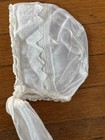 Vintage Baby Bonnet Cotton Organdy Voile   2 Collar Bibs White Handmade
