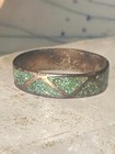 Vintage Zuni Wedding Band Turquoise Chips Size 10 75 Band Sterling Silver Women