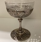 Antique German 800 Silver Wine Glass Etched Insert