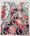 1930-1940s Feedsack Fabric 9x11  Floral Design In Eggplant  Pink  Gray   Red
