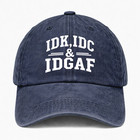Funny Idk Idc Idgaf Hat Vintage Washed Cotton Baseball Cap Adjustable Unisex