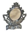 Small Italy Marked Silver Metal Vanity Dresser Swing Mirror Lightweight